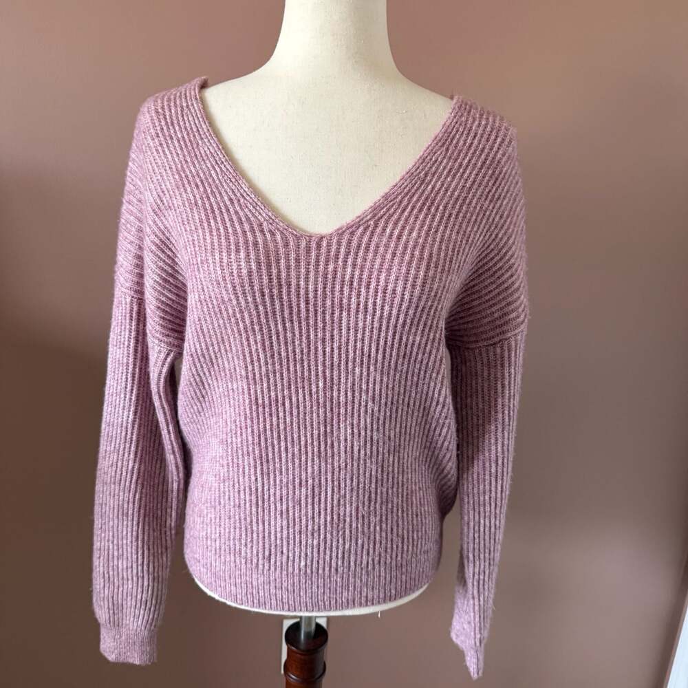 Anthropologie Angel of the North Gabriele Twist Open Back Ribbed Knit Sweater